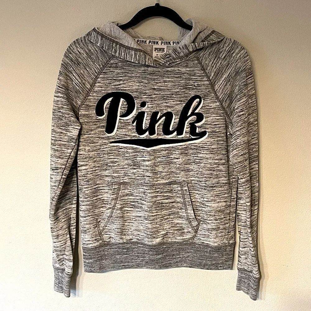 Victoria’s Secret PINK Light-Gray, Logo Hoodie. Size X-Small.